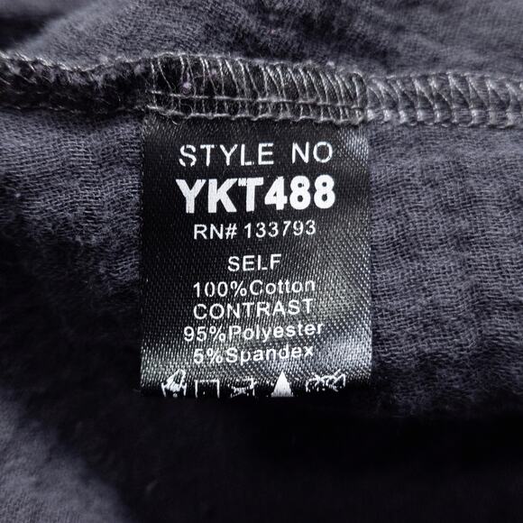 POL Women's Hoodie Slouchy Washed Black Artisanal Patchwork Texturecore Size L - Picture 7 of 8